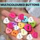 25mm Multicolour Heart Shape Resin Buttons (Pack of 100)